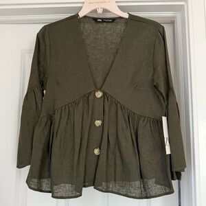 Zara Linen Button Down Shirt